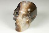 Polished Banded Agate Skull with Quartz Crystal Pocket #190482-2